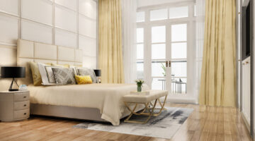 3d rendering beautiful luxury bedroom suite in hotel with tv